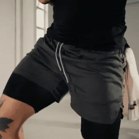 Camo Running Shorts Men Gym Sports Shorts 2 In 1.