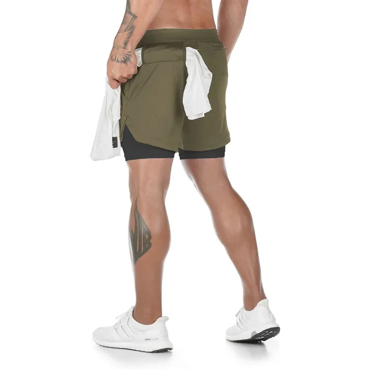 Camo Running Shorts Men Gym Sports Shorts 2 In 1.
