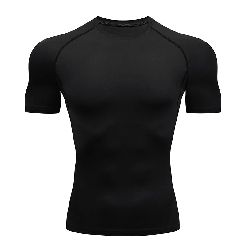 Men's compression t-shirt for running, short sleeve, athletic.