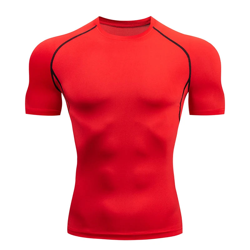Men's compression t-shirt for running, short sleeve, athletic.