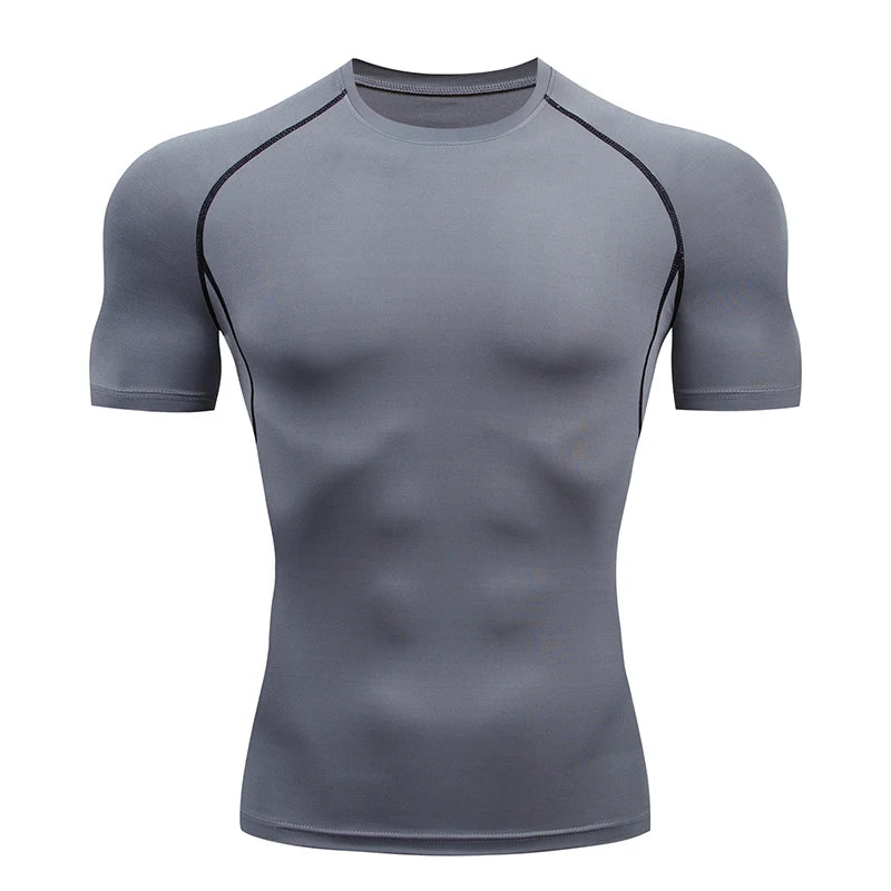 Men's compression t-shirt for running, short sleeve, athletic.