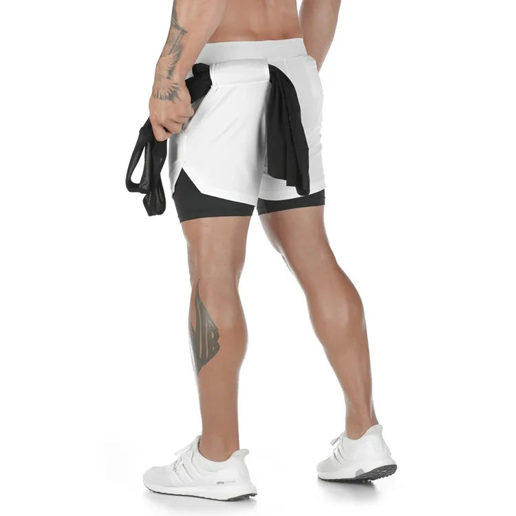 Camo Running Shorts Men Gym Sports Shorts 2 In 1.