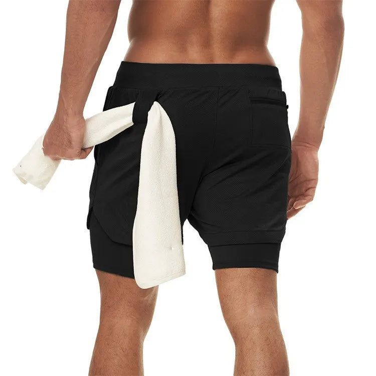 Camo Running Shorts Men Gym Sports Shorts 2 In 1.