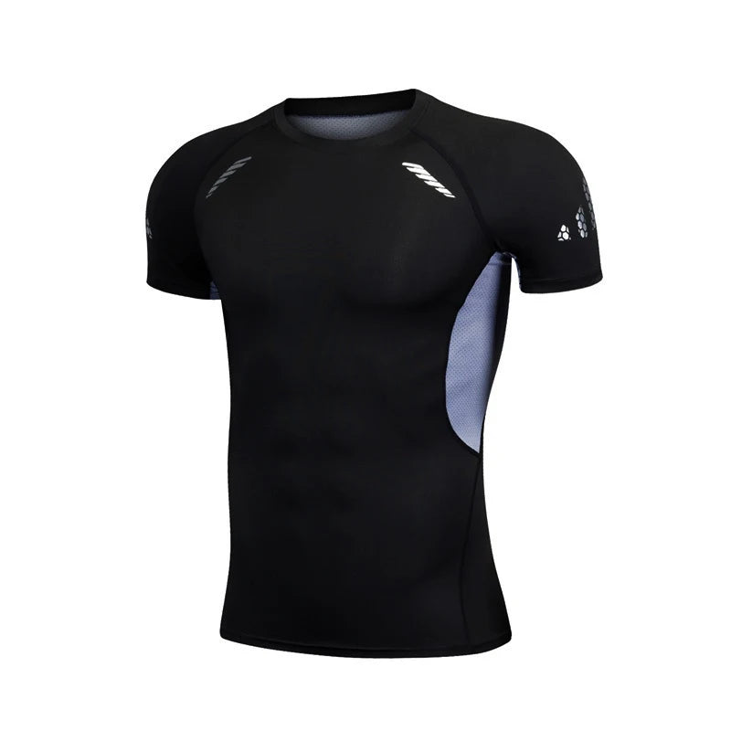 Men's compression t-shirt for running, short sleeve, athletic.