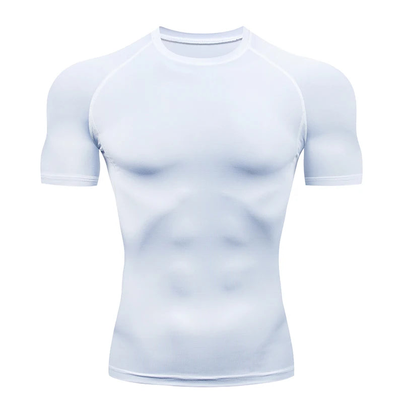 Men's compression t-shirt for running, short sleeve, athletic.
